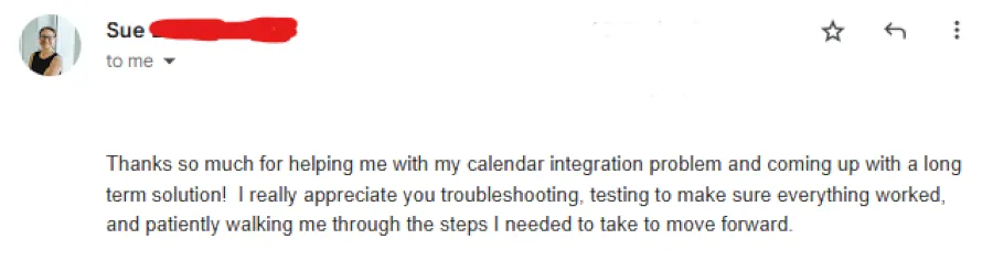 Testimonial from Sue Brown